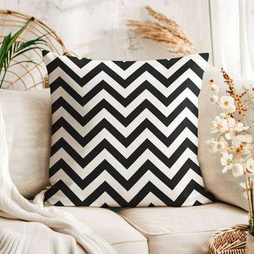 Modern Black And White Chevron Zigzag Throw Pillow