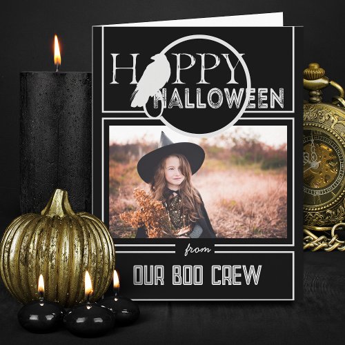 Modern Black And White Chic Adult Happy Halloween  Card