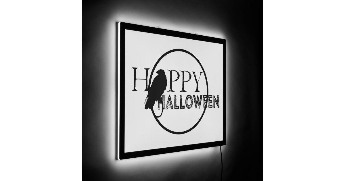 Modern Black And White Chic Adult Happy Halloween LED Sign Zazzle
