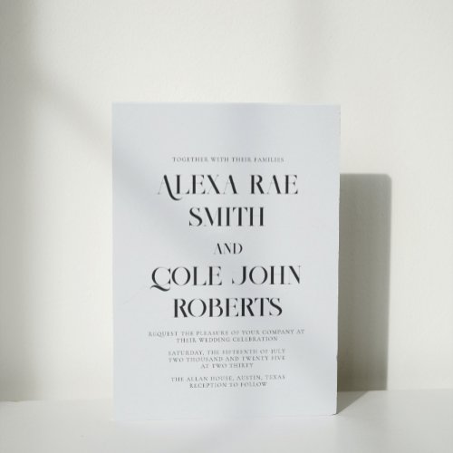 Modern Black and White Chic Bold Text Wedding Invitation