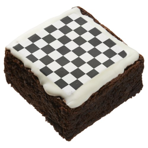 Modern Black And White Chic Checkered Board  Brownie