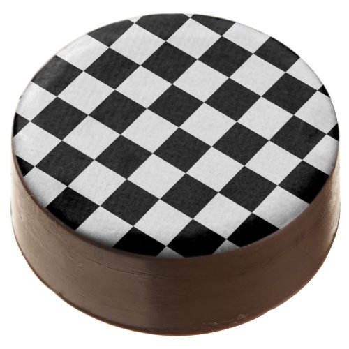 Modern Black and White Chic Checkered Board Chocolate Covered Oreo