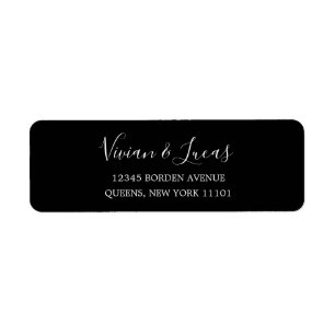 Modern Black and White Chic Script Return Address Label