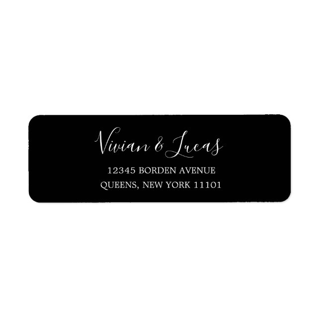 Modern Black and White Chic Script Return Address Label (Front)