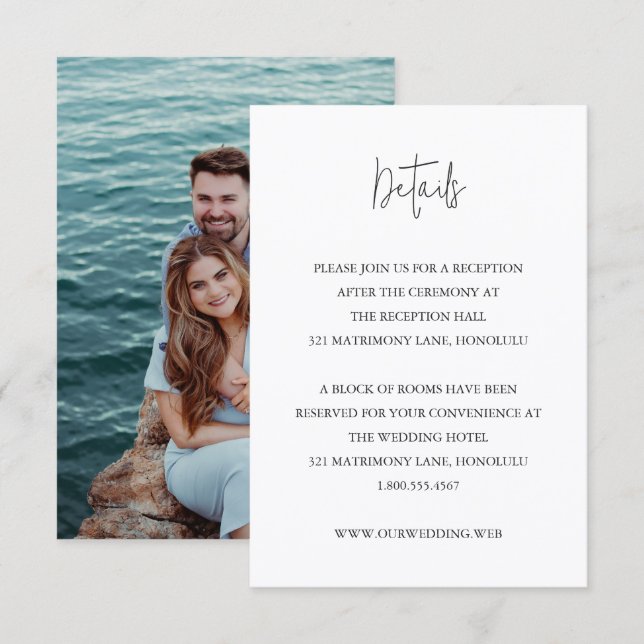 Modern Black and White Chic Wedding Enclosure Card (Front/Back)
