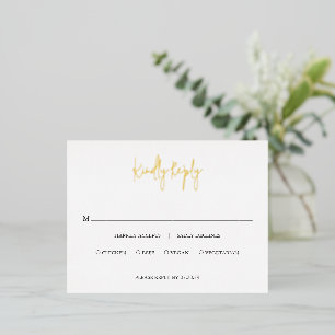 Modern Black and White Chic Wedding Foil RSVP Card
