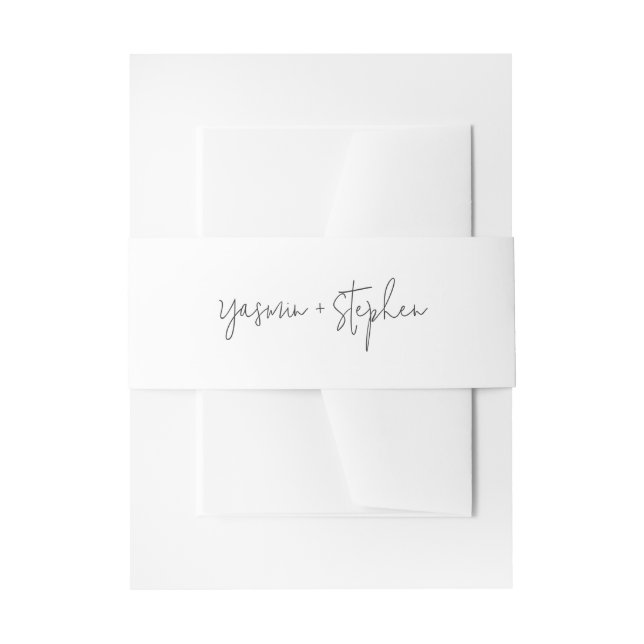 Modern Black and White Chic Wedding Invitation Belly Band (Front Example)