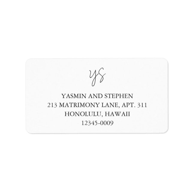Modern Black and White Chic Wedding Label (Front)