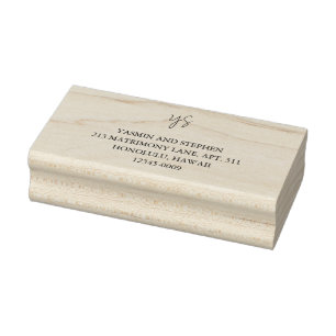 Modern Black and White Chic Wedding Rubber Stamp