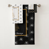 Modern Festive Black White Christmas Tree Pattern Bath Towel Set, Zazzle  in 2023