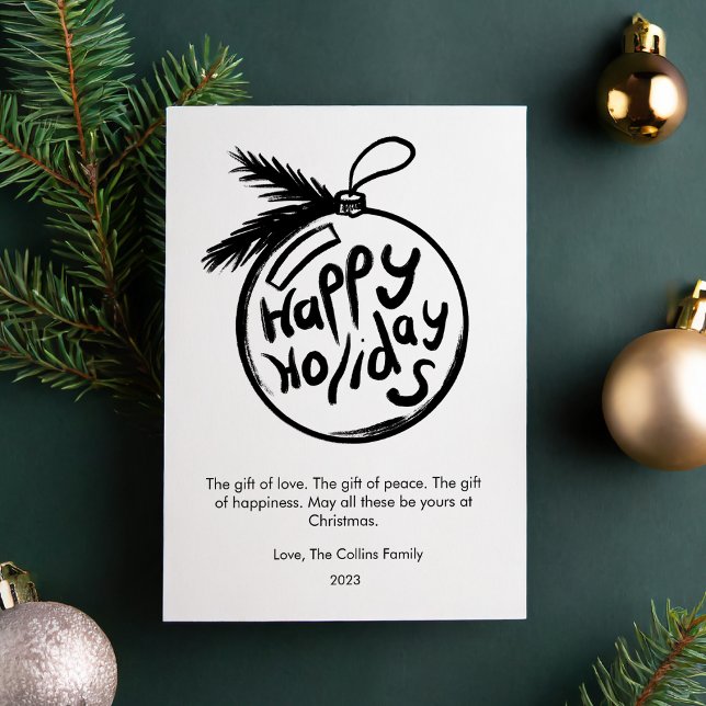 Modern Black and White Christmas Flat  Holiday Card (Creator Uploaded)