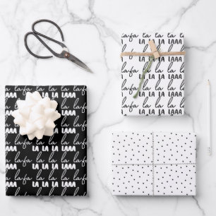 Modern Black and White Christmas Pattern Family Wrapping Paper Sheets