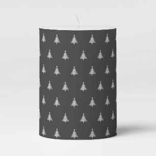 Modern Black and White Christmas Pillar Candle