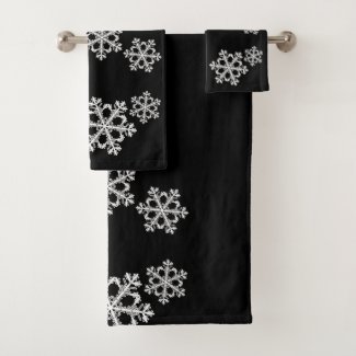 Modern black and white Christmas snowflakes