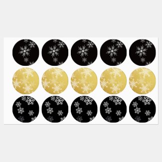 Modern black and white Christmas snowflakes