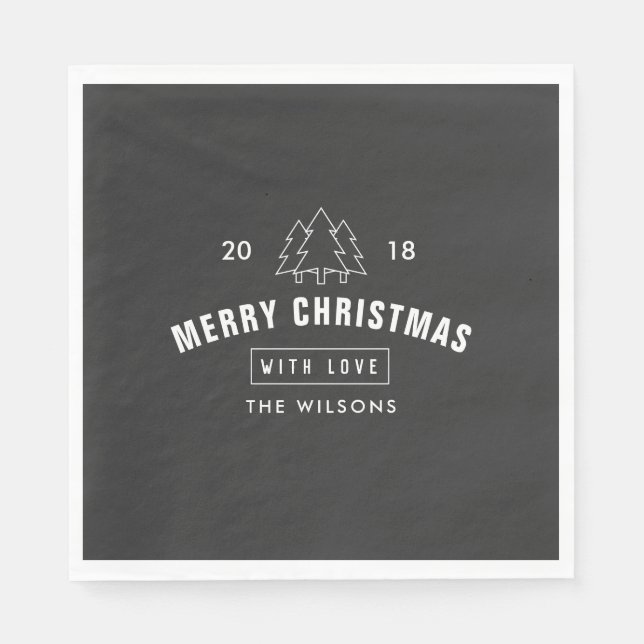 Modern Black and White Christmas Table Decor Napkins (Front)
