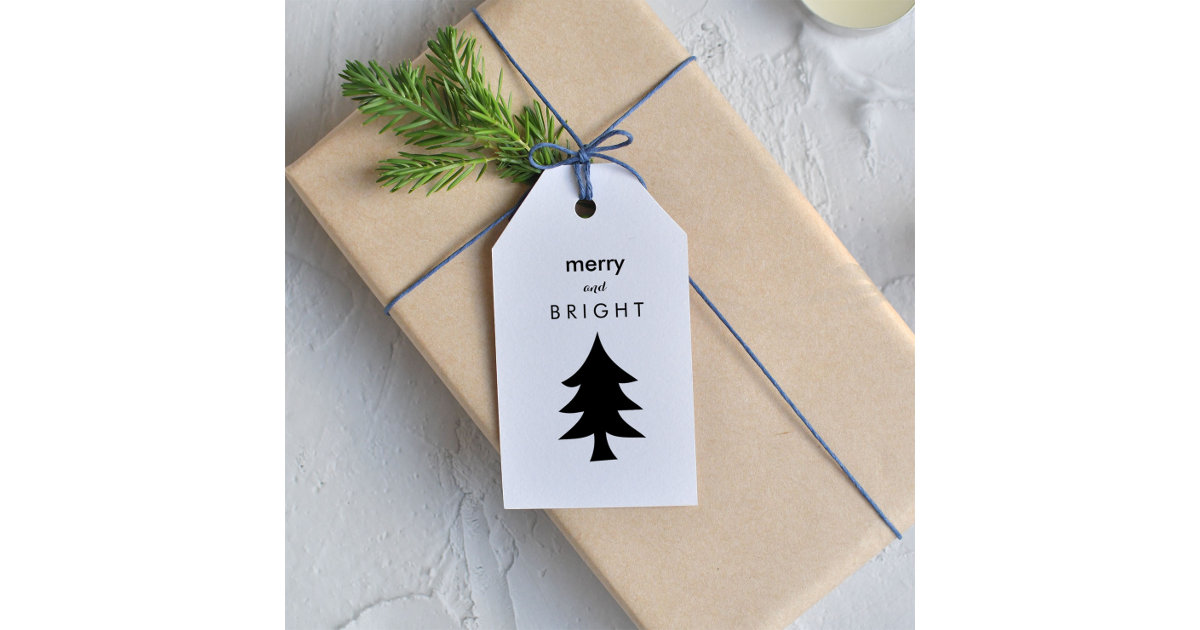 Merry christmas. stylish rustic christmas gift and pine branches, posters  for the wall • posters postcard, pine, paper