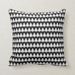 Modern Black And White Christmas Tree Pattern Throw Pillow<br><div class="desc">Modern Black And White Christmas Tree Pattern Throw Pillow 
Designed with customizable black background and small white Christmas trees patterned on both sides.  Great for couch or chair holiday decor.
Available in different sizes and colors.</div>