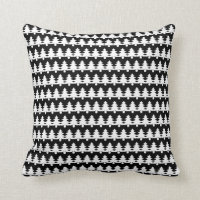 Modern Black And White Christmas Tree Pattern Throw Pillow