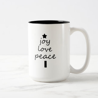 Modern Black and White Christmas Tree Two-Tone Coffee Mug