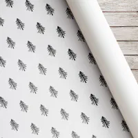 Rustic Kraft Black Christmas Tree Pattern Gift Wrapping Paper Sheets, Zazzle