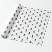 Modern Black and White Christmas Tree Wrapping Paper (Unrolled)