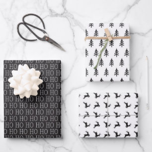 Modern Black and White Christmas Wrapping Paper