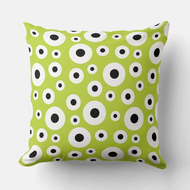  Modern Black and White Circle Pattern Throw Pillow (Front)