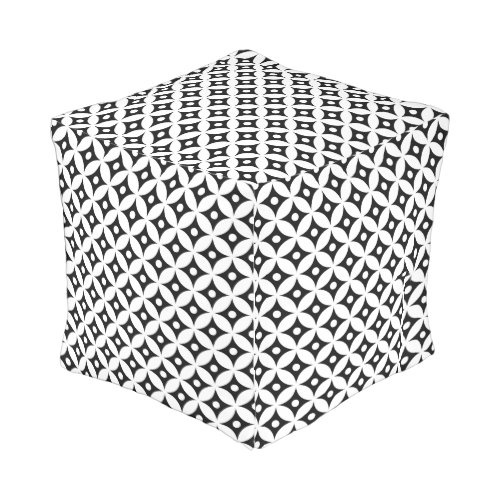 Modern Black and White Circle Polka Dots Pattern Outdoor Pouf