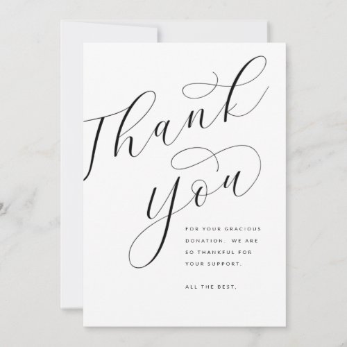 Modern Black and White Classic Calligraphy Thank You Card
