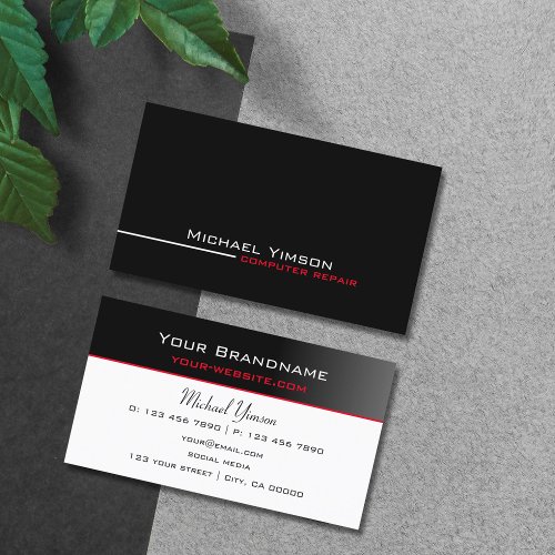 Modern Black and White Classic Cool Professional Business Card
