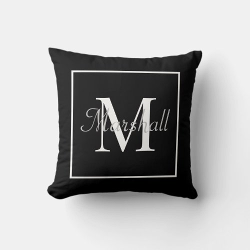 Modern Black And White Classy Monogram  Throw Pillow