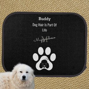Modern Black And White Classy Pet Dog Mom Monogram Car Floor Mat