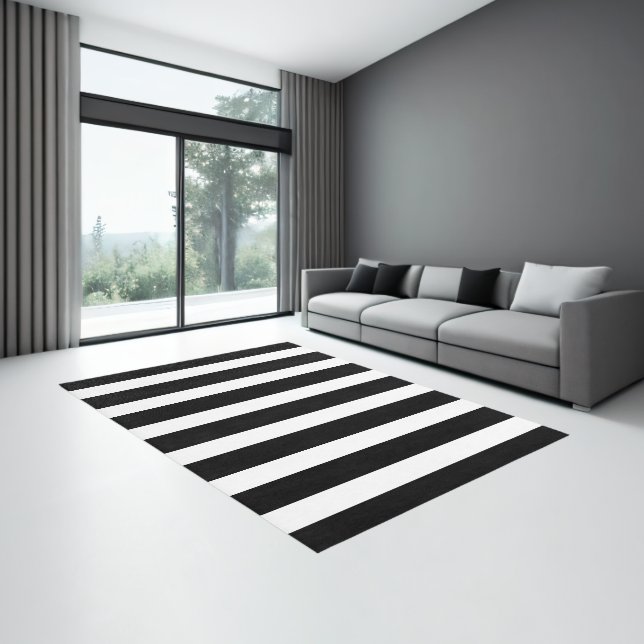 Modern Black And White Classy Striped Rug (Insitu (Indoor 3))