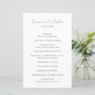 Modern Black and White Clean Wedding Program