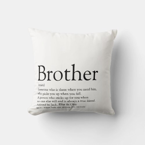 Modern Black and White Cool Brother Definition Throw Pillow