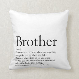 Modern Black and White Cool Brother Definition Throw Pillow