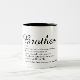 Modern Black and White Cool Brother Definition Two-Tone Coffee Mug