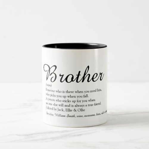 Modern Black and White Cool Brother Definition  Two_Tone Coffee Mug