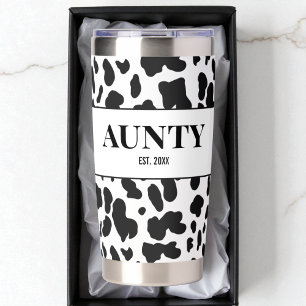 Modern Black and White Cow Western Country Aunty I Insulated Tumbler