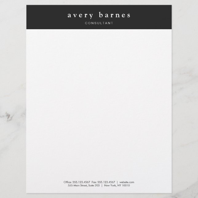 Modern Black and White Creative Professional Letterhead (Front)