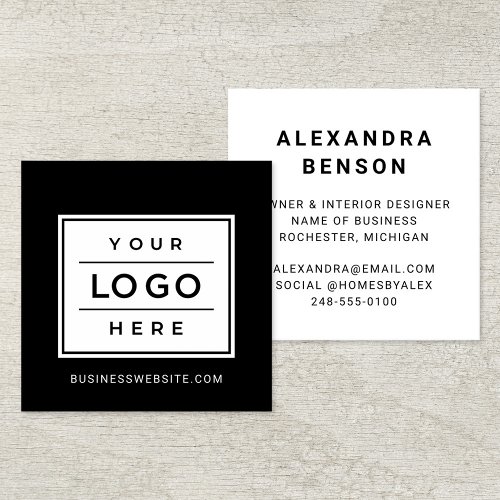 Modern Black and White Custom Business Logo Square Business Card