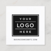 Modern Black and White Custom Business Logo Square Business Card (Front)
