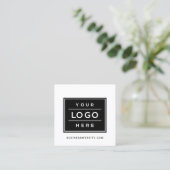 Modern Black and White Custom Business Logo Square Business Card (Standing Front)