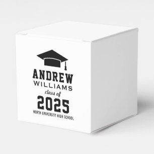 Modern Black and White Custom Graduation Party Favor Boxes