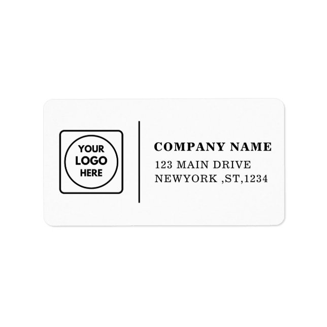 Modern Black and White Custom Logo Address Labels (Front)