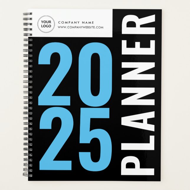 Modern black and white custom logo planner (Front)