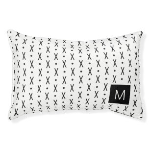 Modern Black and White Custom Monogrammed  Pet Bed