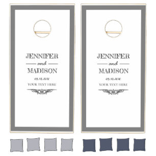 Modern Black and White Custom Wedding Monogram  Cornhole Set