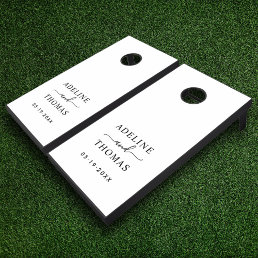 Modern Black and White Custom Wedding Monogram Cornhole Set